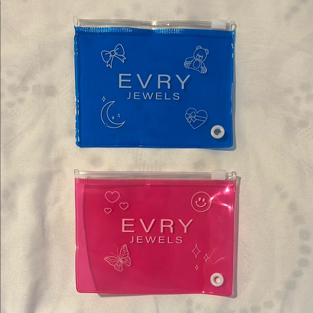 ⭐️(3/$25) EVRY JEWELS Blue & Pink Jewelry Pouches